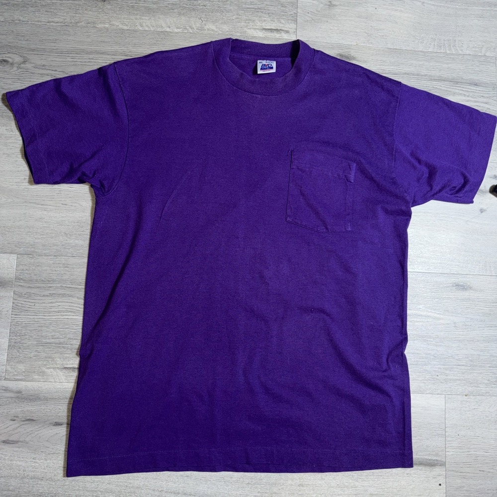 VTG BVD Purple shirt Single stitch Blank Pocket Size X Large 90s‎